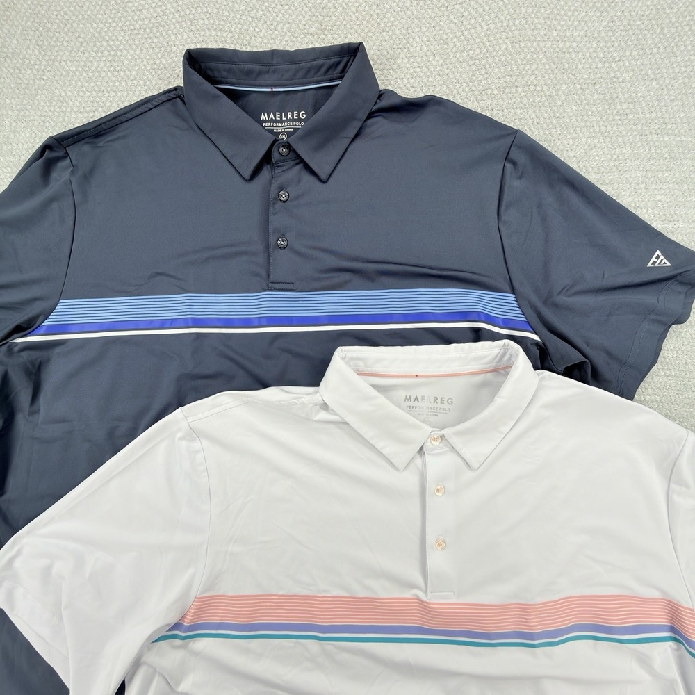 Lot Of 2 MAELREG Performance Polo Shirts Mens 3XL Golf Lightweight Stretch